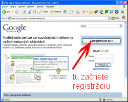 ukážka ako začať s registráciou